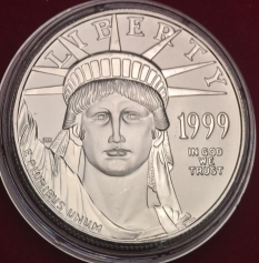 Платиновая монета 100 долларов "Американский Орел LIBERTY",  31.1 гр. Pt999